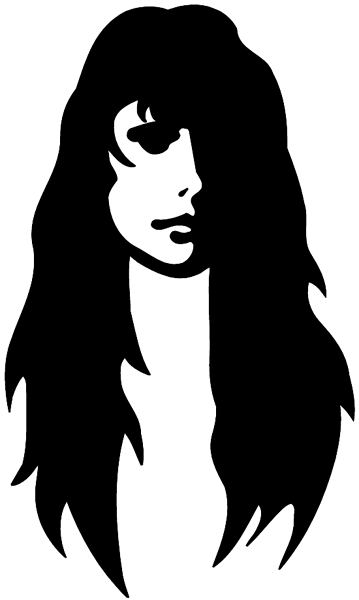 Lady with long hair vinyl sticker. Customize on line. Hairdressers 047-0111